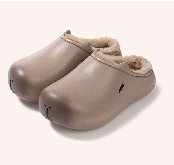 Capybara Fluffy Lined Slippers, velvet winter thick-soled warm and waterproof cotton shoes